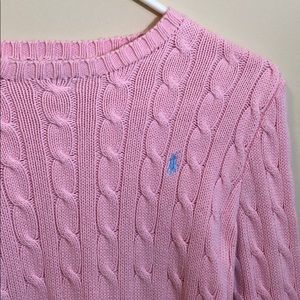 Pink Ralph Lauren cable knit style sweater